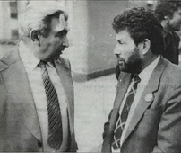 Писатель Григорий Канович и Гершон Белицкий. «Балтийская цепочка». 1989.